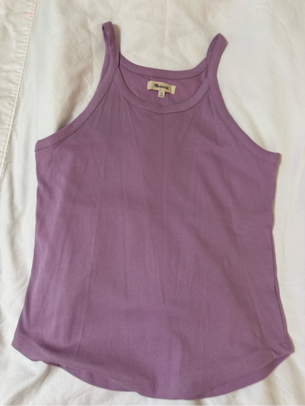 Madewell Lilac Ribbed Tank Top - Women's Sleeveless Layering Tee